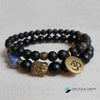 TCC™ Natural Matt Agate & Lapis Lazuli Om Buddha Bracelet